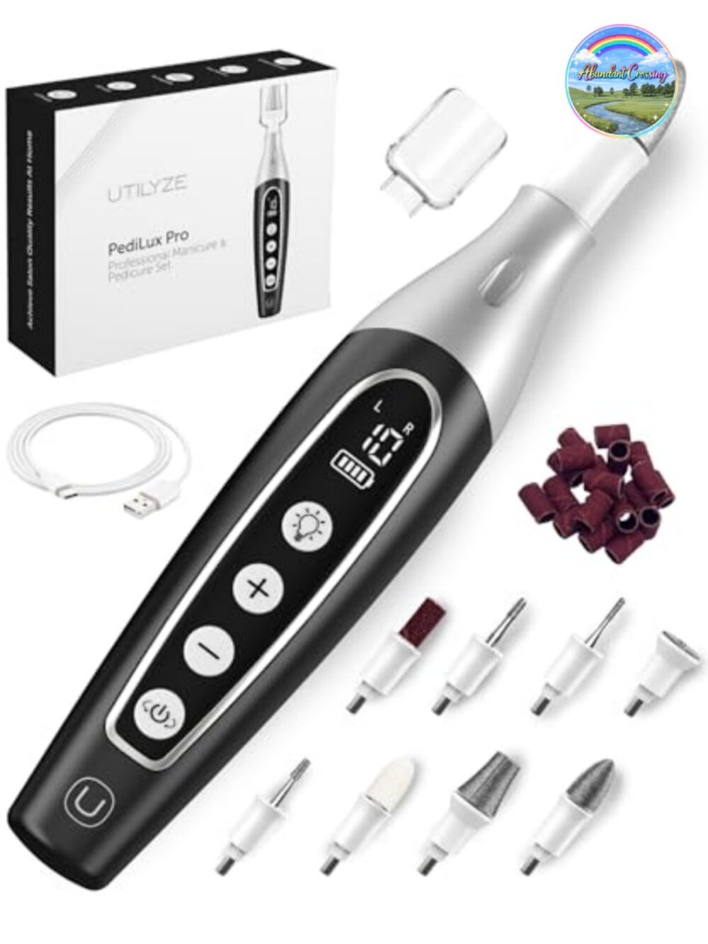 Professional Cordless Electric Nail Drill File Kit with 10 Speeds, 32 Pieces